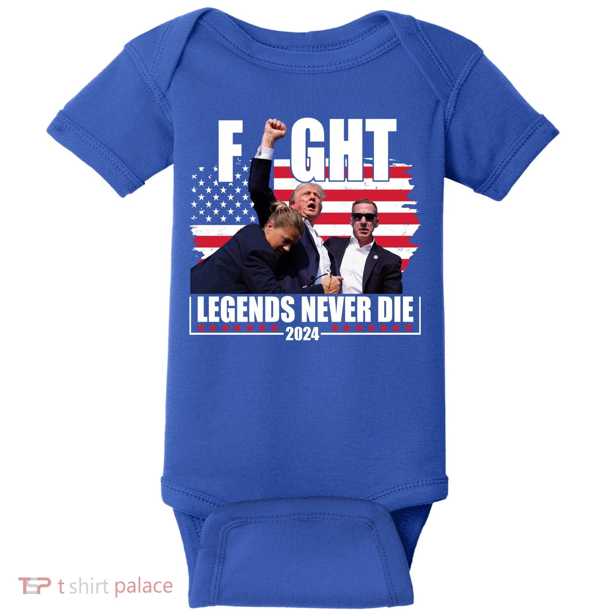 Fight Legends Never Die 2024 Trump Shooting Usa Flag Baby Bodysuit
