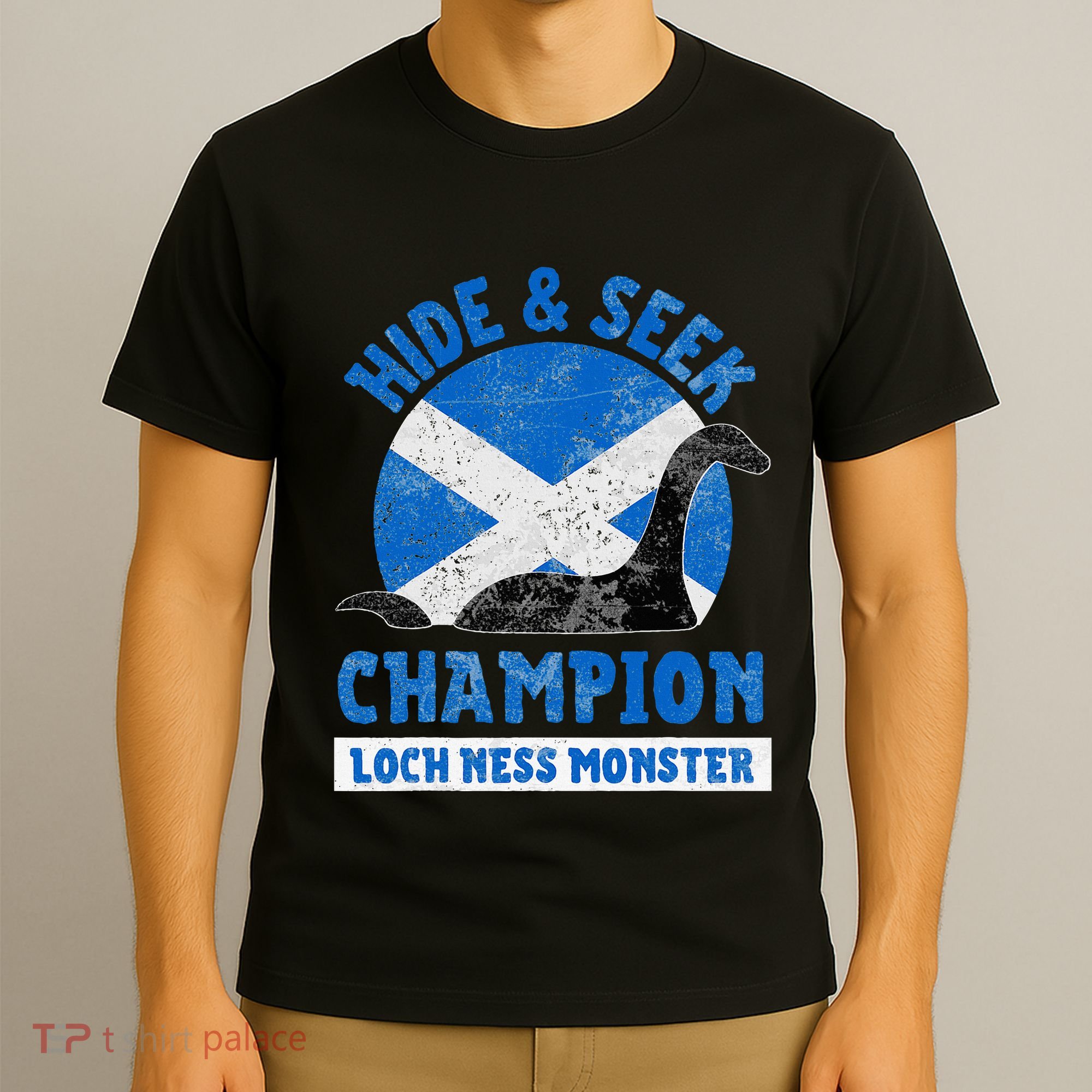 Funny Loch Ness Monster Nessie Hide And Seek Champion T-Shirt