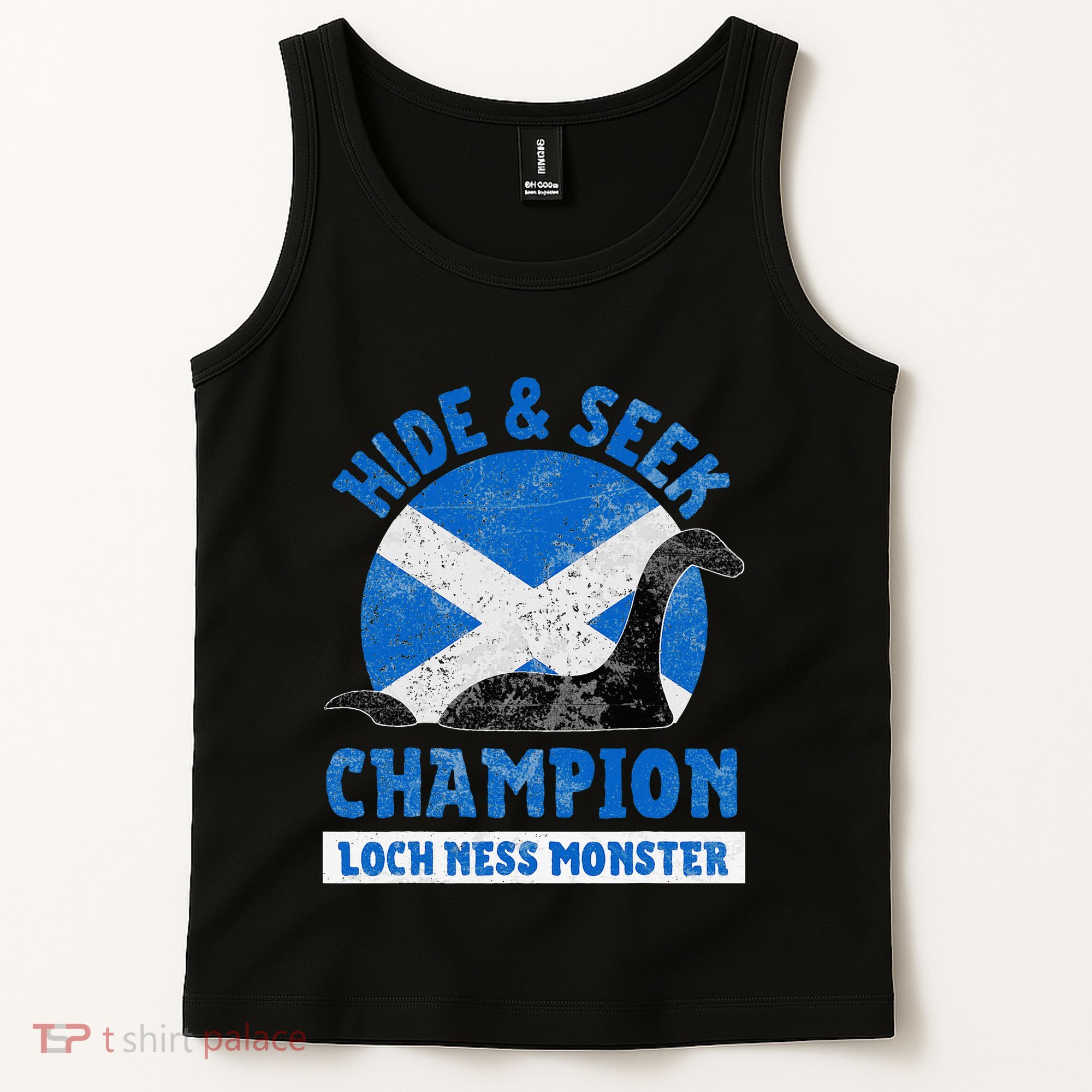 Funny Loch Ness Monster Nessie Hide And Seek Champion Tank Top