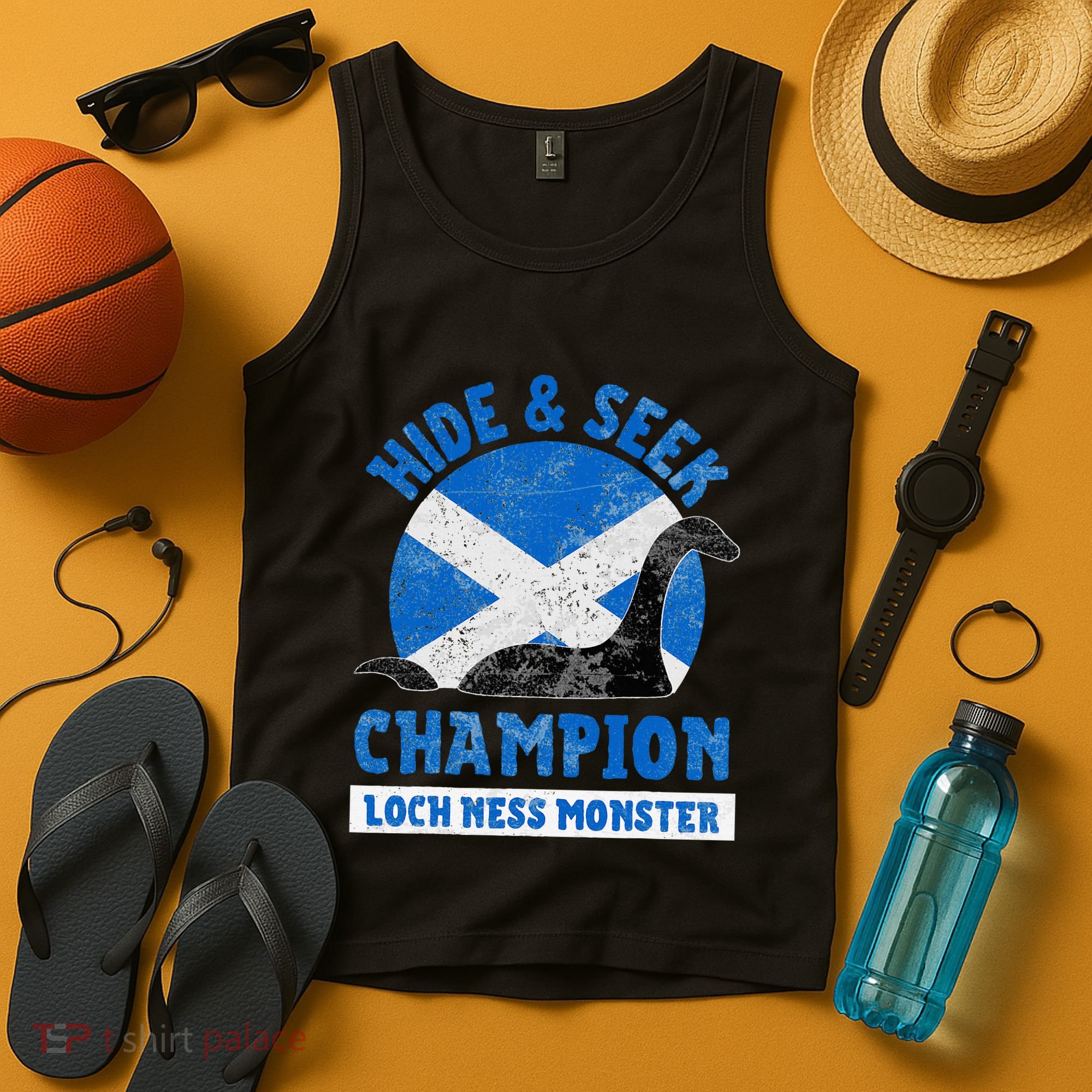 Funny Loch Ness Monster Nessie Hide And Seek Champion Tank Top