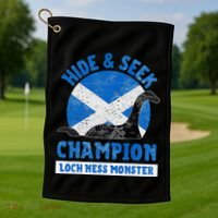 Funny Loch Ness Monster Nessie Hide And Seek Champion Golf Towel thumb 1