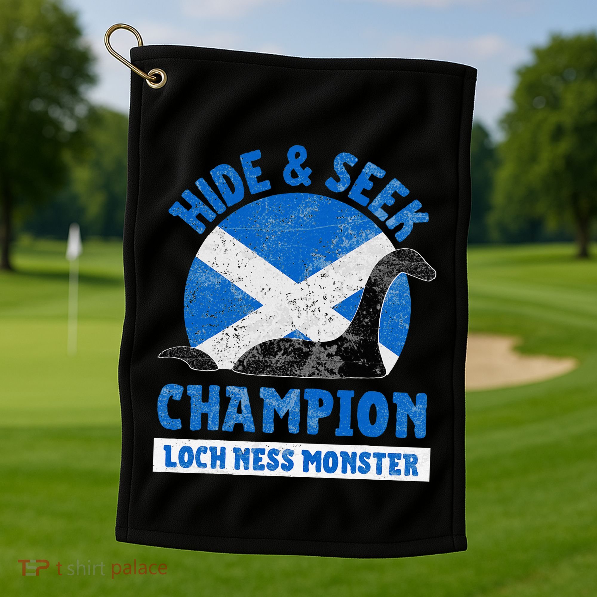 Funny Loch Ness Monster Nessie Hide And Seek Champion Golf Towel