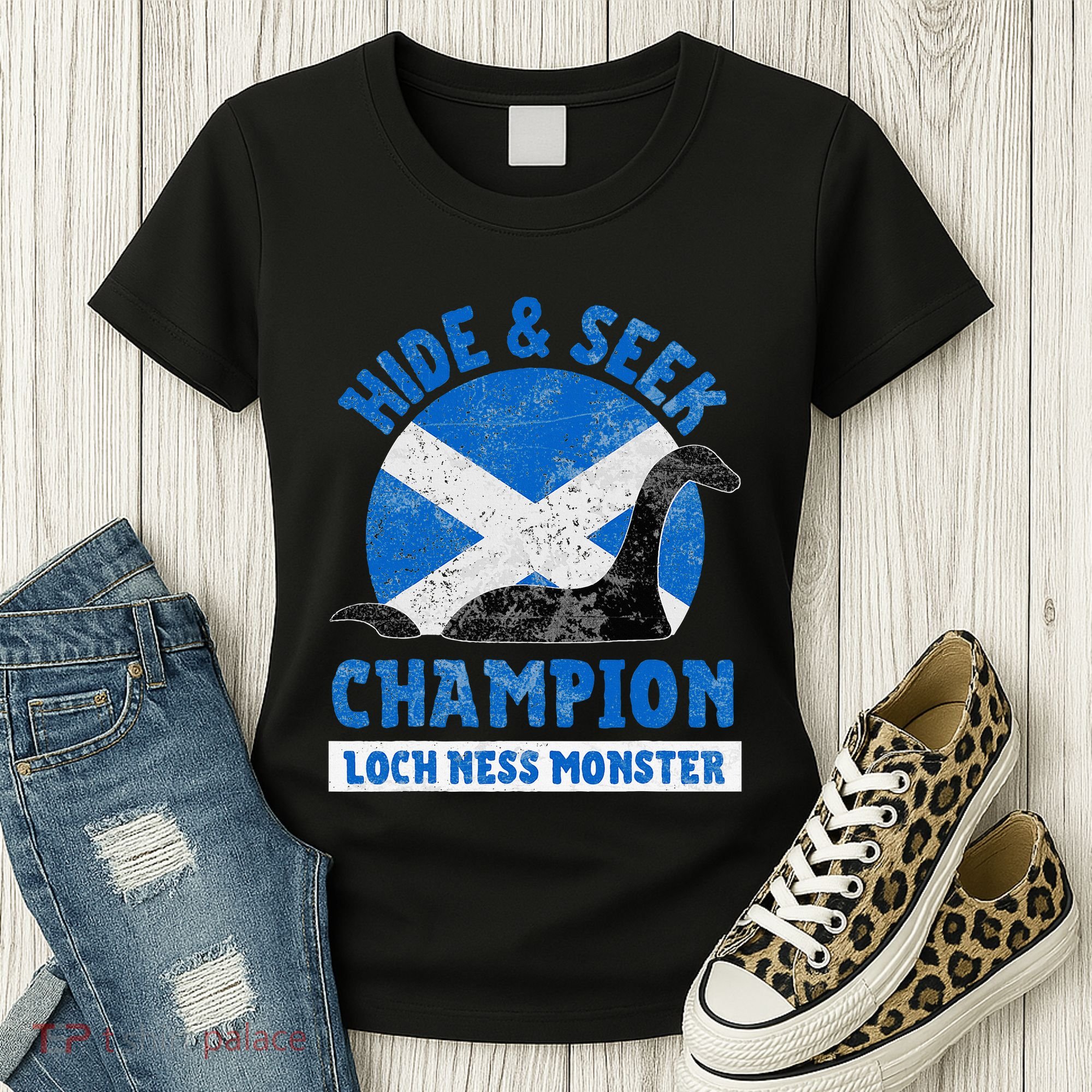 Funny Loch Ness Monster Nessie Hide And Seek Champion Women's T-Shirt