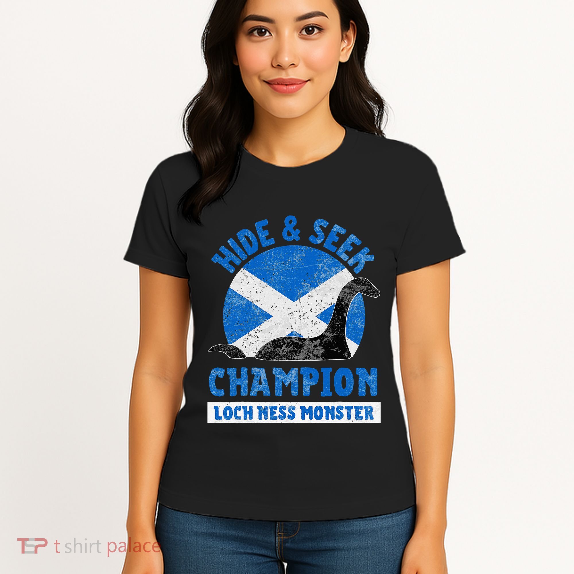 Funny Loch Ness Monster Nessie Hide And Seek Champion Women's T-Shirt
