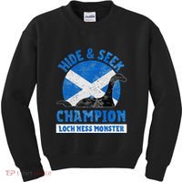 Funny Loch Ness Monster Nessie Hide And Seek Champion Kids Sweatshirt thumb 0