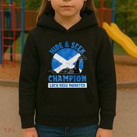 Funny Loch Ness Monster Nessie Hide And Seek Champion Kids Hoodie thumb 3