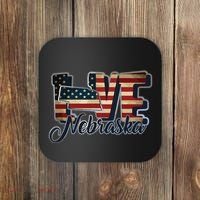 Funny Love Nebraska American Flag Patriotic Coaster thumb 0