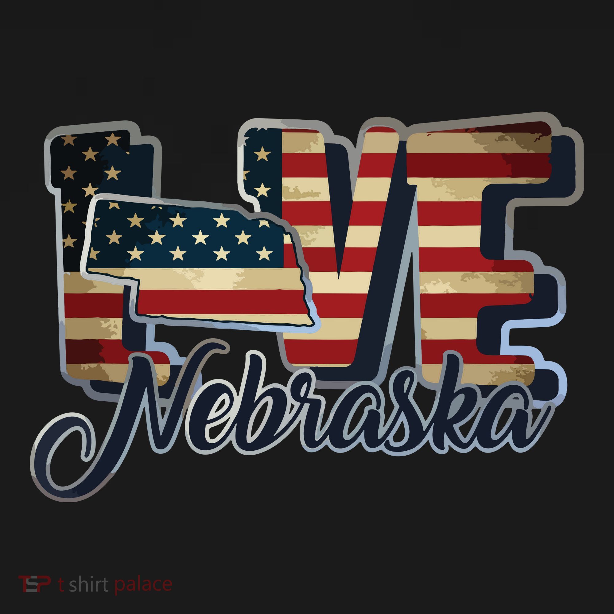 Funny Love Nebraska American Flag Patriotic Women's Tank Top
