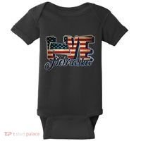 Funny Love Nebraska American Flag Patriotic Baby Bodysuit thumb 0