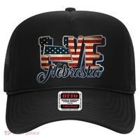Funny Love Nebraska American Flag Patriotic Hat thumb 0