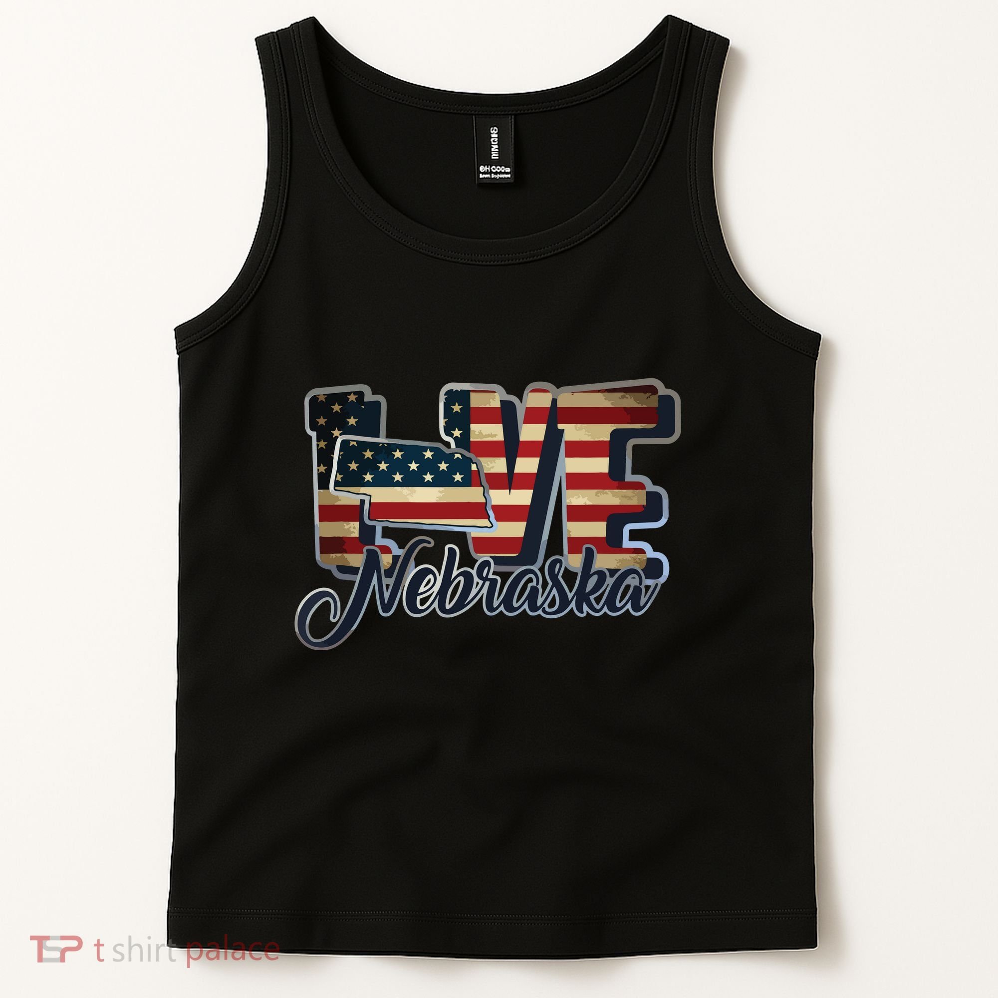 Funny Love Nebraska American Flag Patriotic Tank Top