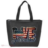 Funny Love Nebraska American Flag Patriotic Tote Bag thumb 0