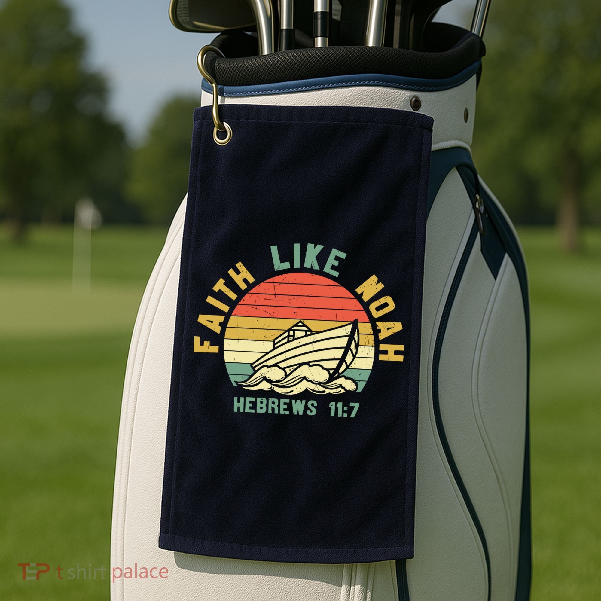 Faith Like Noah Hebrews Sunset Golf Towel