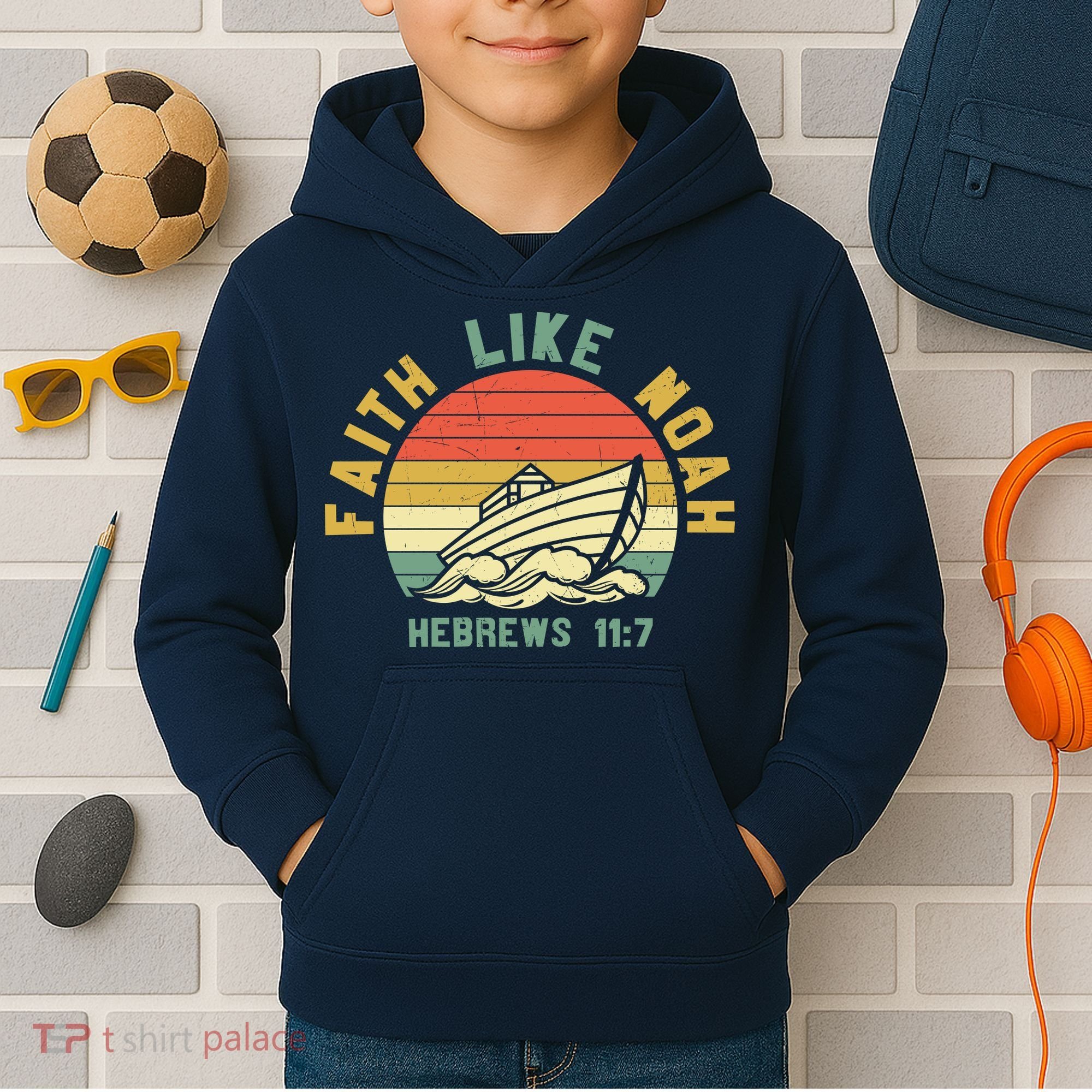 Faith Like Noah Hebrews Sunset Kids Hoodie
