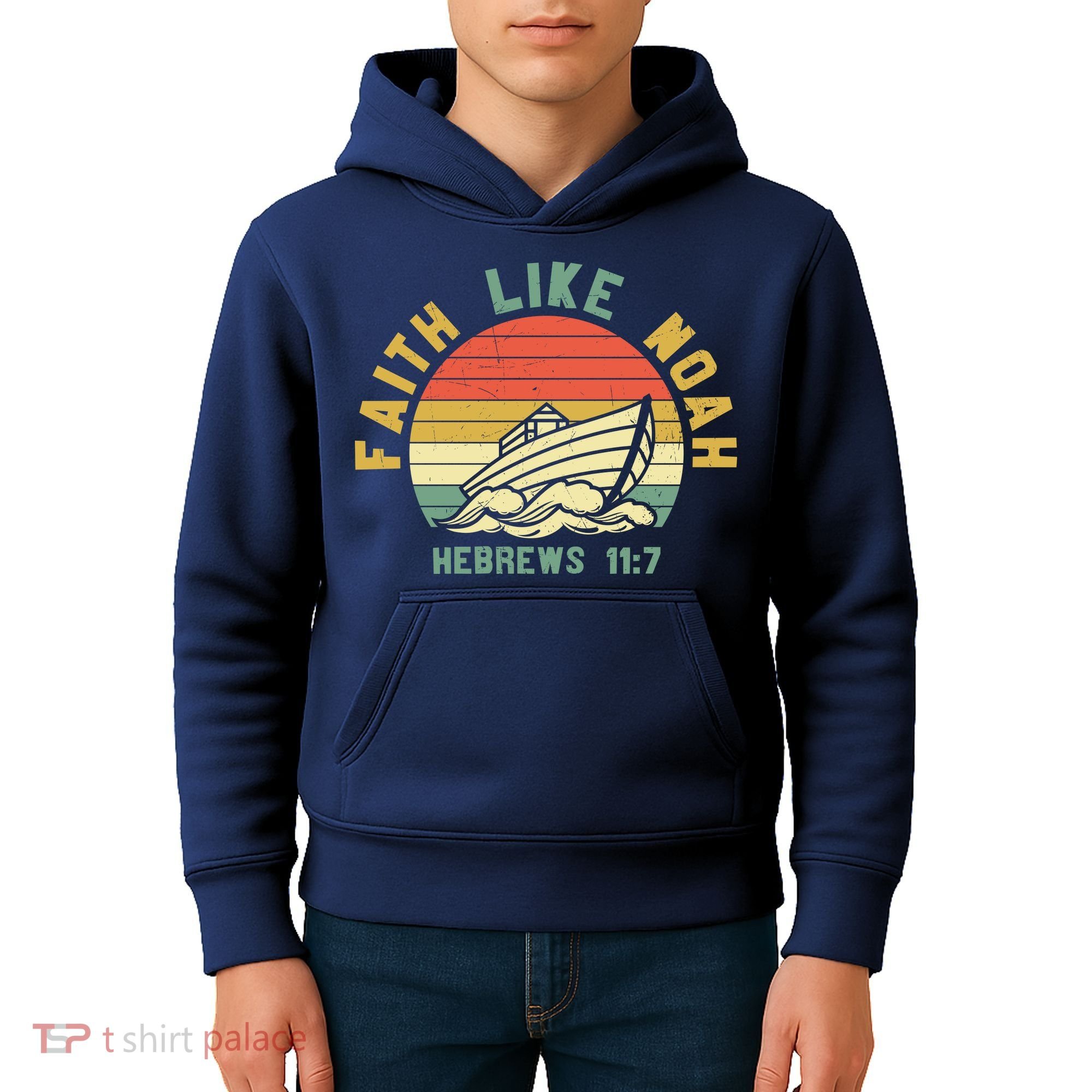 Faith Like Noah Hebrews Sunset Kids Hoodie