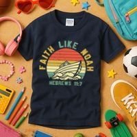 Faith Like Noah Hebrews Sunset Kids T-Shirt thumb 3