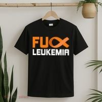 Fuck Leukemia Orange Ribbon Awareness Cancer Survivor T-Shirt thumb 2