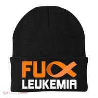 Fuck Leukemia Orange Ribbon Awareness Cancer Survivor Beanie thumb 0