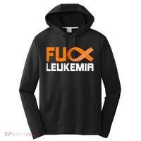 Fuck Leukemia Orange Ribbon Awareness Cancer Survivor Performance Fleece Hoodie thumb 0