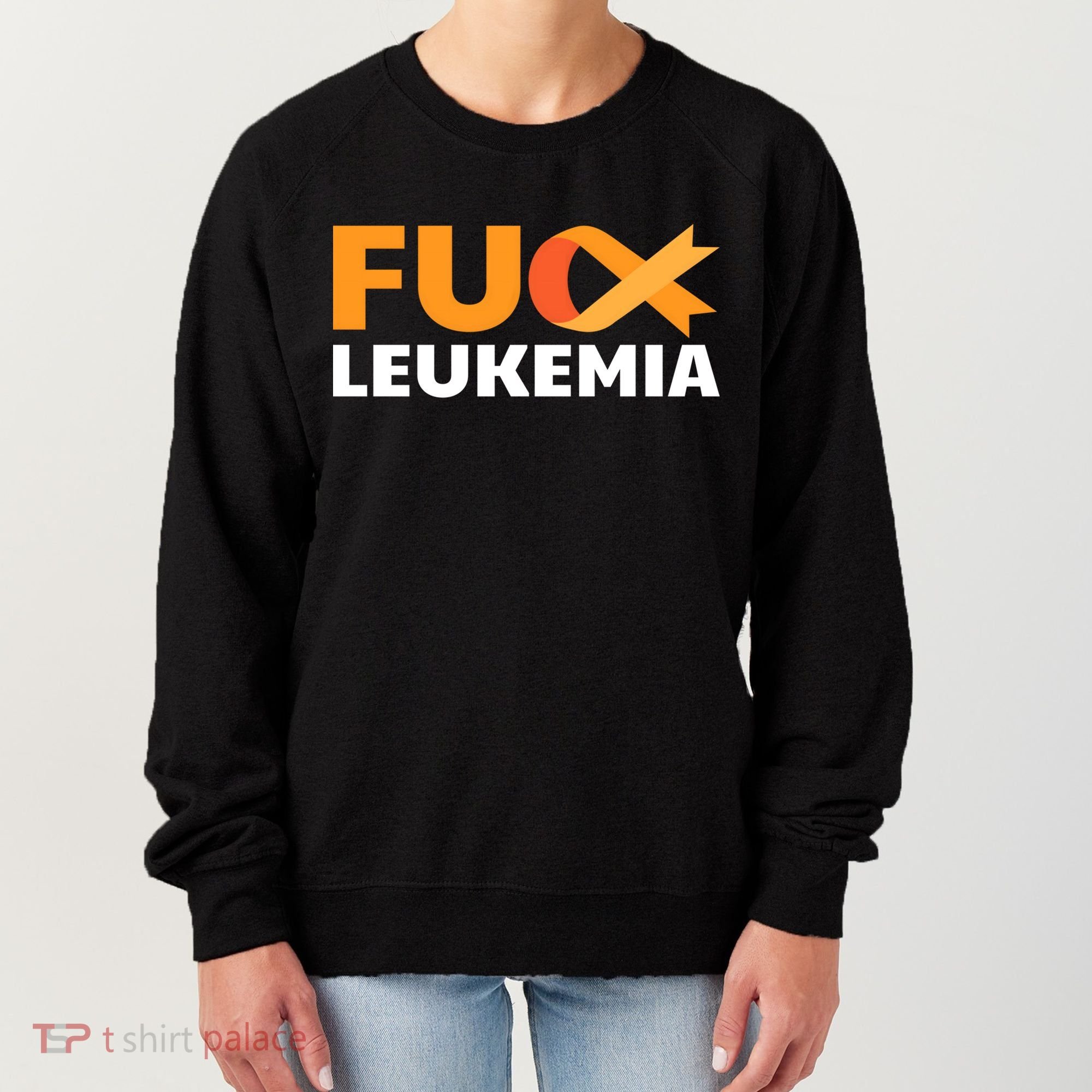 Fuck Leukemia Orange Ribbon Awareness Cancer Survivor Gift Meaningful Gift Women's Sweatshirt