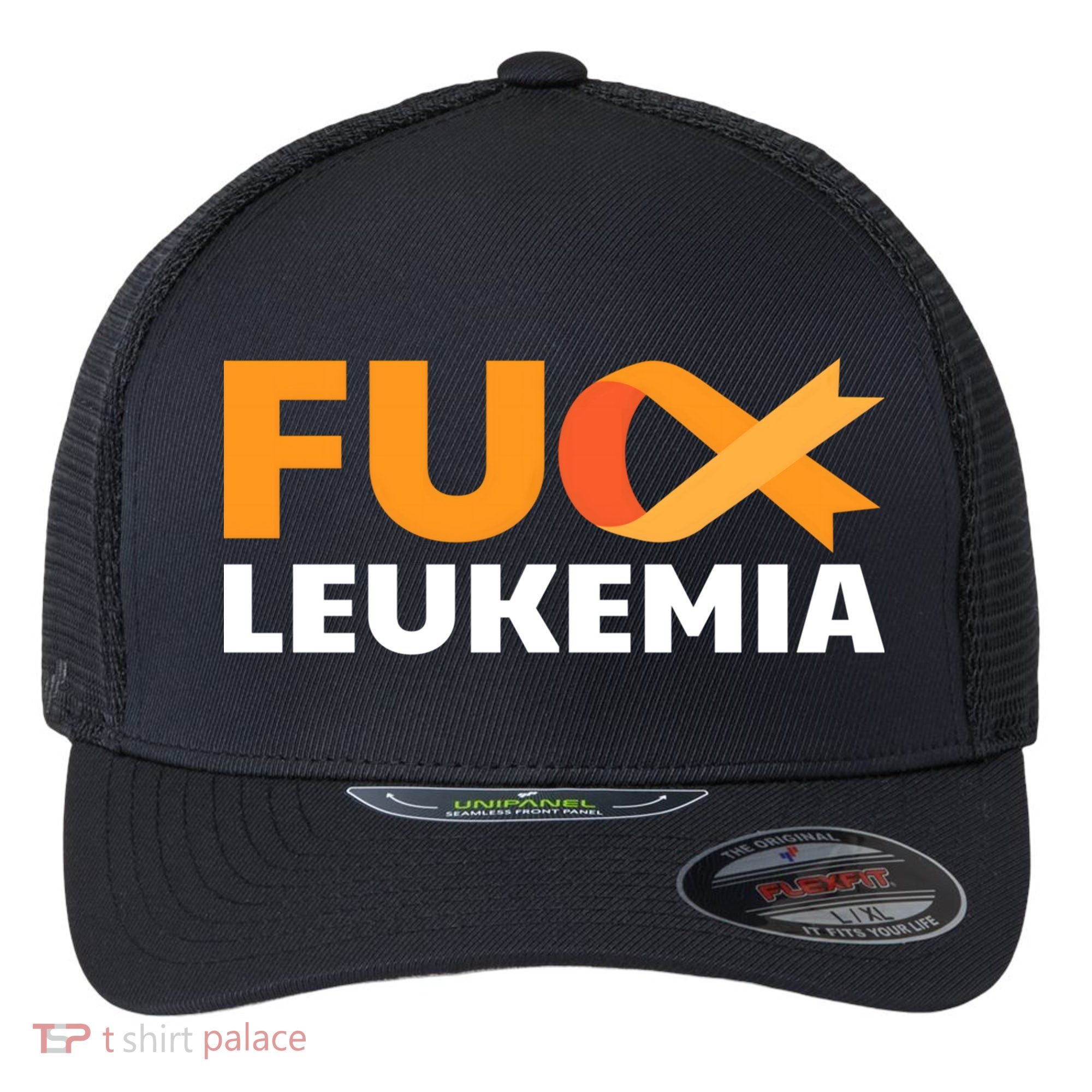 Fuck Leukemia Orange Ribbon Awareness Cancer Survivor Gift Meaningful Gift Flexfit Unipanel Trucker Cap