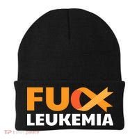 Fuck Leukemia Orange Ribbon Awareness Cancer Survivor Gift Meaningful Gift Beanie thumb 0