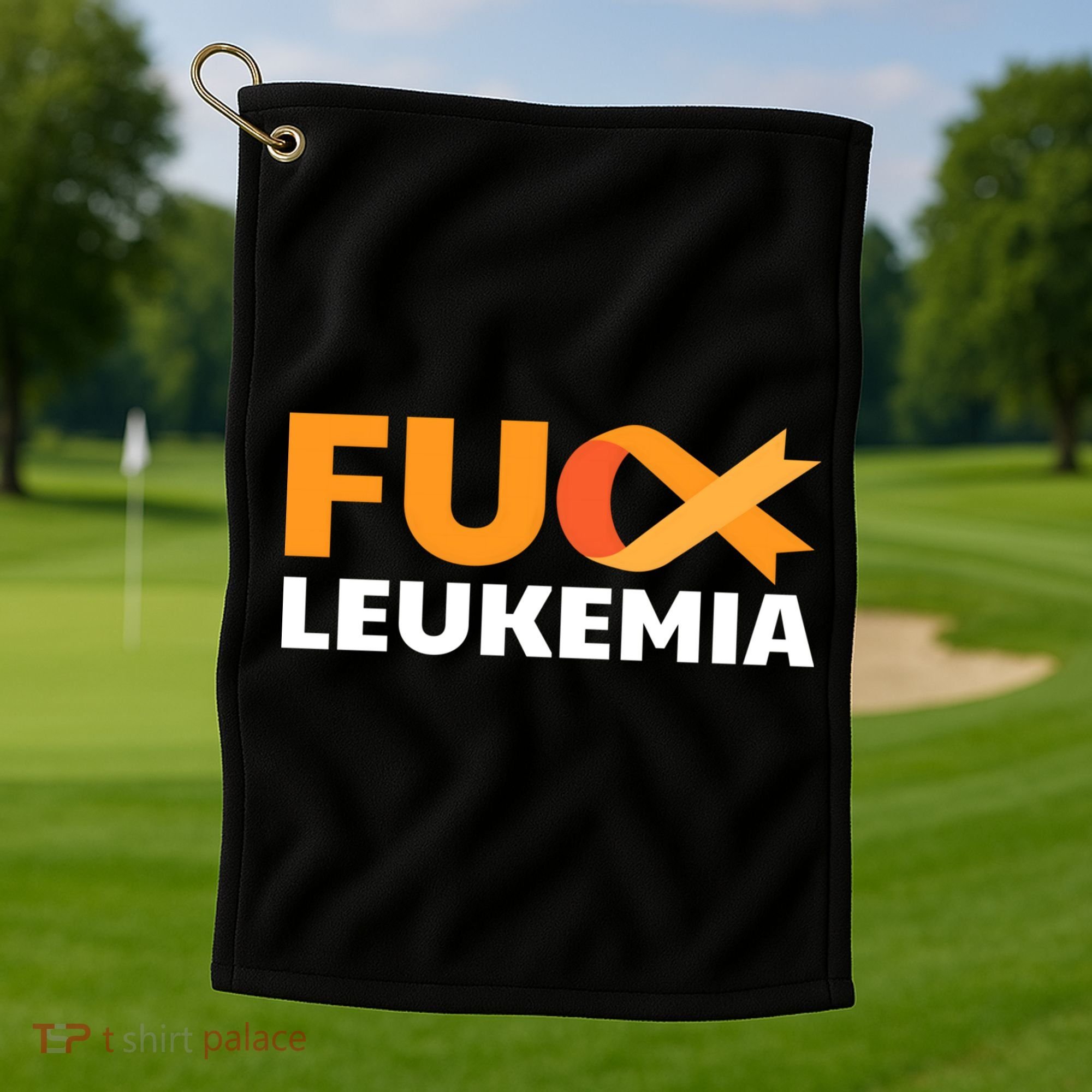 Fuck Leukemia Orange Ribbon Awareness Cancer Survivor Gift Meaningful Gift Golf Towel