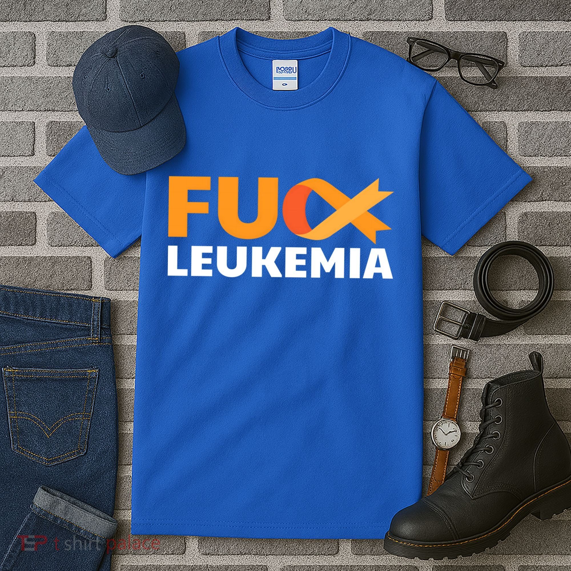 Fuck Leukemia Orange Ribbon Awareness Cancer Survivor Gift Meaningful Gift Tall T-Shirt