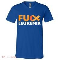 Fuck Leukemia Orange Ribbon Awareness Cancer Survivor Gift Meaningful Gift V-Neck T-Shirt thumb 0