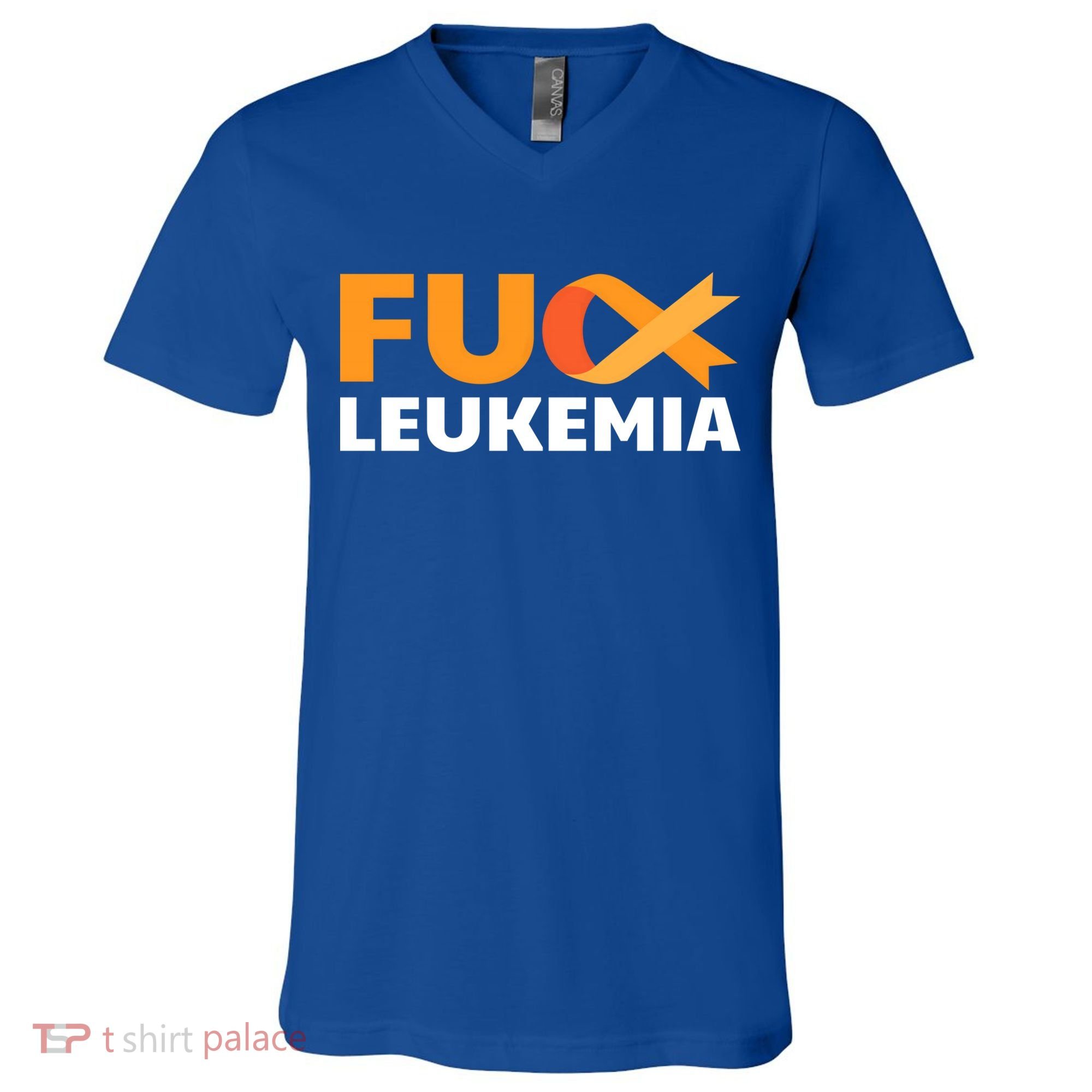 Fuck Leukemia Orange Ribbon Awareness Cancer Survivor Gift Meaningful Gift V-Neck T-Shirt