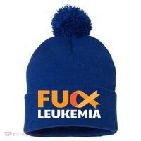 Fuck Leukemia Orange Ribbon Awareness Cancer Survivor Gift Meaningful Gift Pom Pom 12in Knit Beanie thumb 0