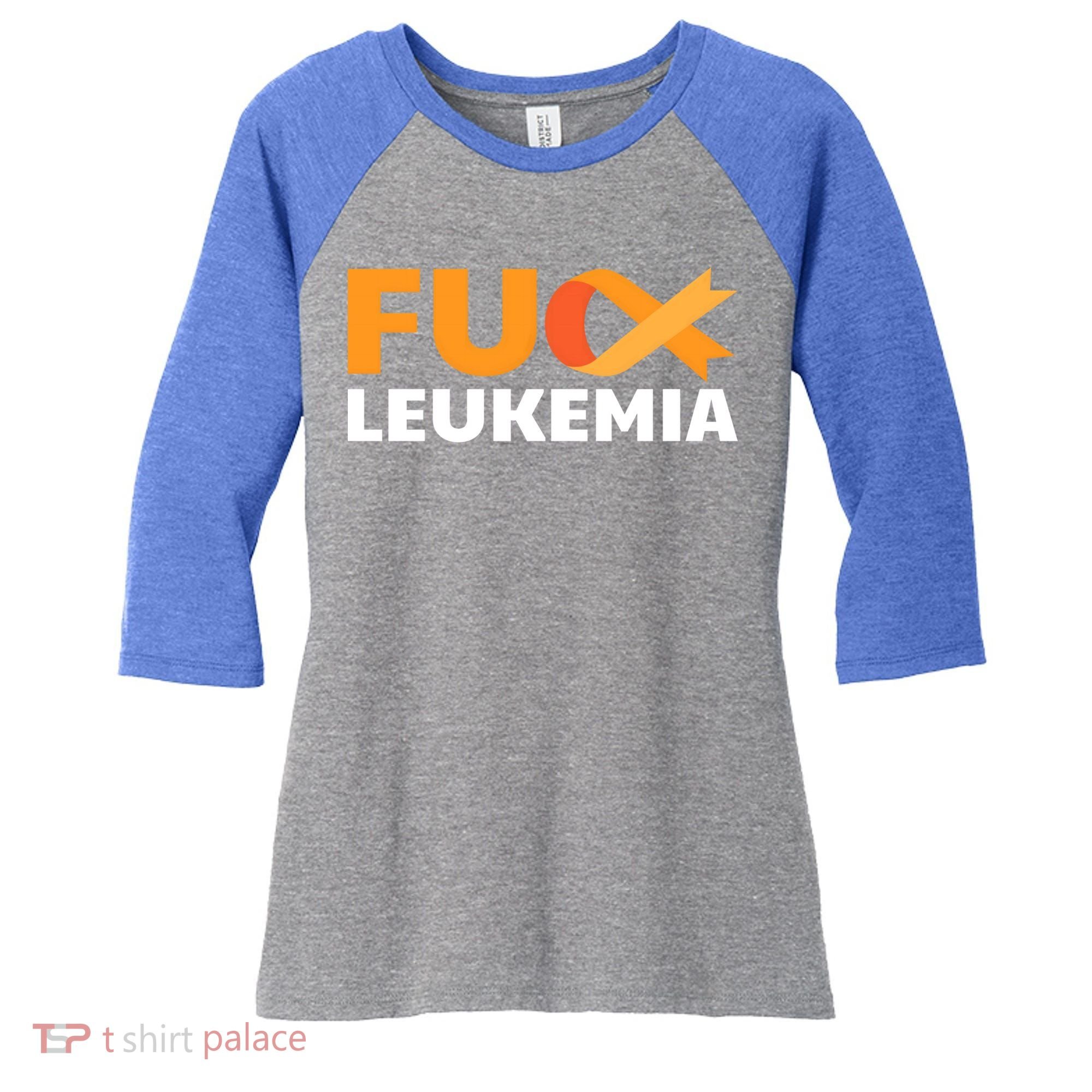 Fuck Leukemia Orange Ribbon Awareness Cancer Survivor Gift Meaningful Gift Women's Tri-Blend 3/4-Sleeve Raglan Shirt