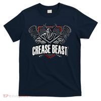 Funny Lacrosse Ops Warning Of Crease Beast LAX Goalie T-Shirt thumb 0