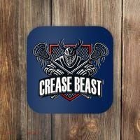 Funny Lacrosse Ops Warning Of Crease Beast LAX Goalie Coaster thumb 0
