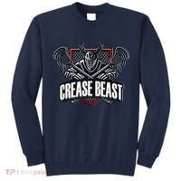 Funny Lacrosse Ops Warning Of Crease Beast LAX Goalie Tall Sweatshirt thumb 0