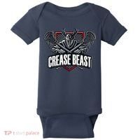 Funny Lacrosse Ops Warning Of Crease Beast LAX Goalie Baby Bodysuit thumb 0