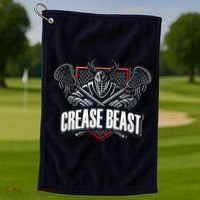 Funny Lacrosse Ops Warning Of Crease Beast LAX Goalie Golf Towel thumb 1