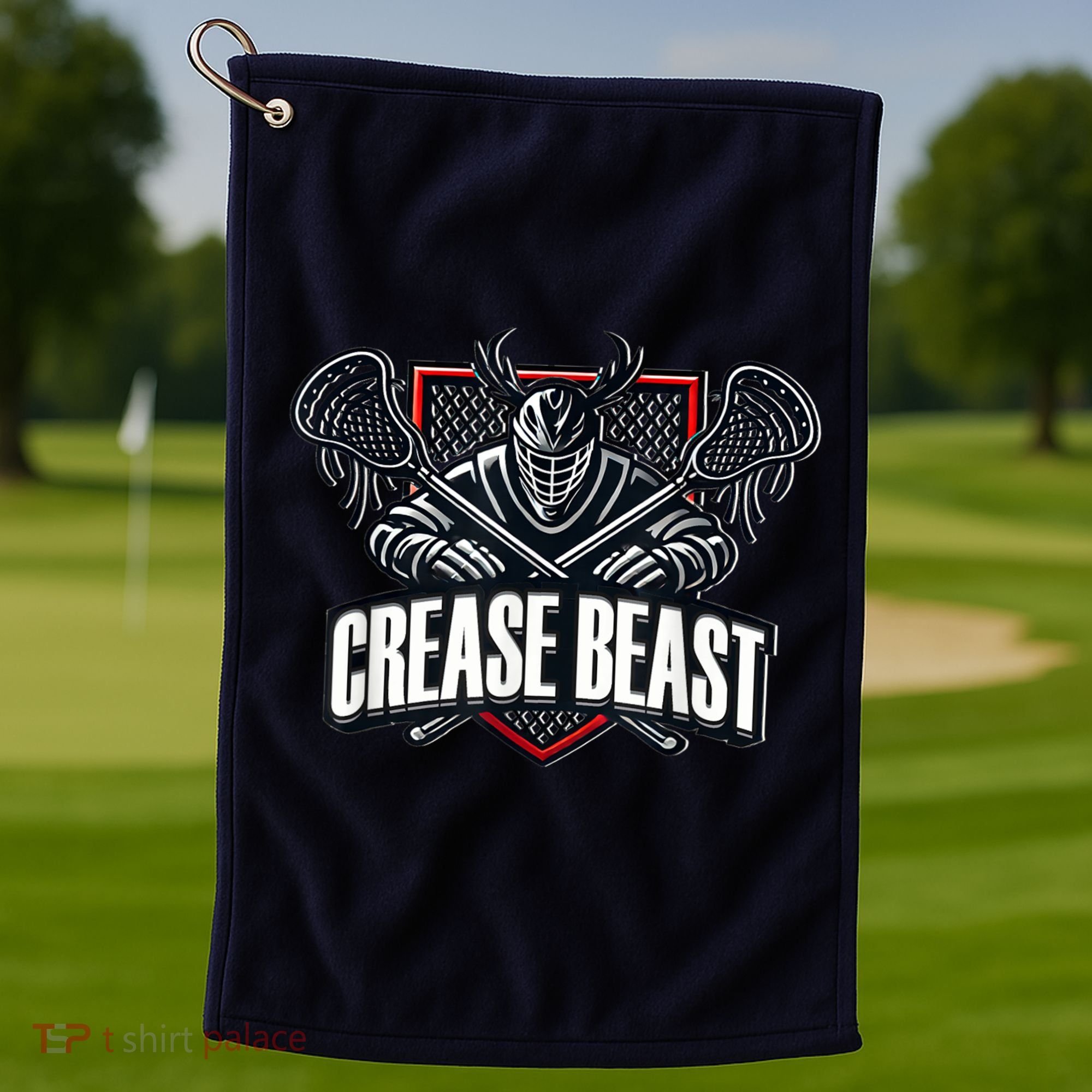 Funny Lacrosse Ops Warning Of Crease Beast LAX Goalie Golf Towel