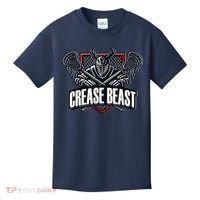 Funny Lacrosse Ops Warning Of Crease Beast LAX Goalie Kids T-Shirt thumb 0