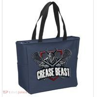 Funny Lacrosse Ops Warning Of Crease Beast LAX Goalie Tote Bag thumb 2