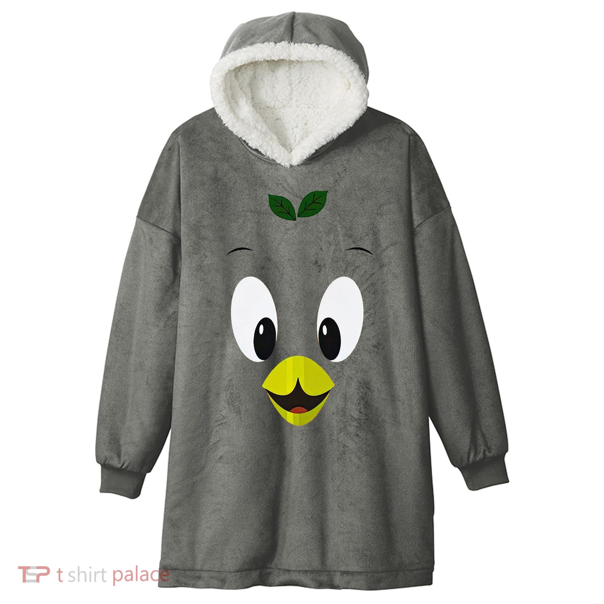 Funny Little Orange Bird Hooded Wearable Blanket