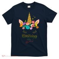 Floral Birthday Girl Unicorn T-Shirt thumb 0