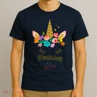 Floral Birthday Girl Unicorn T-Shirt thumb 3