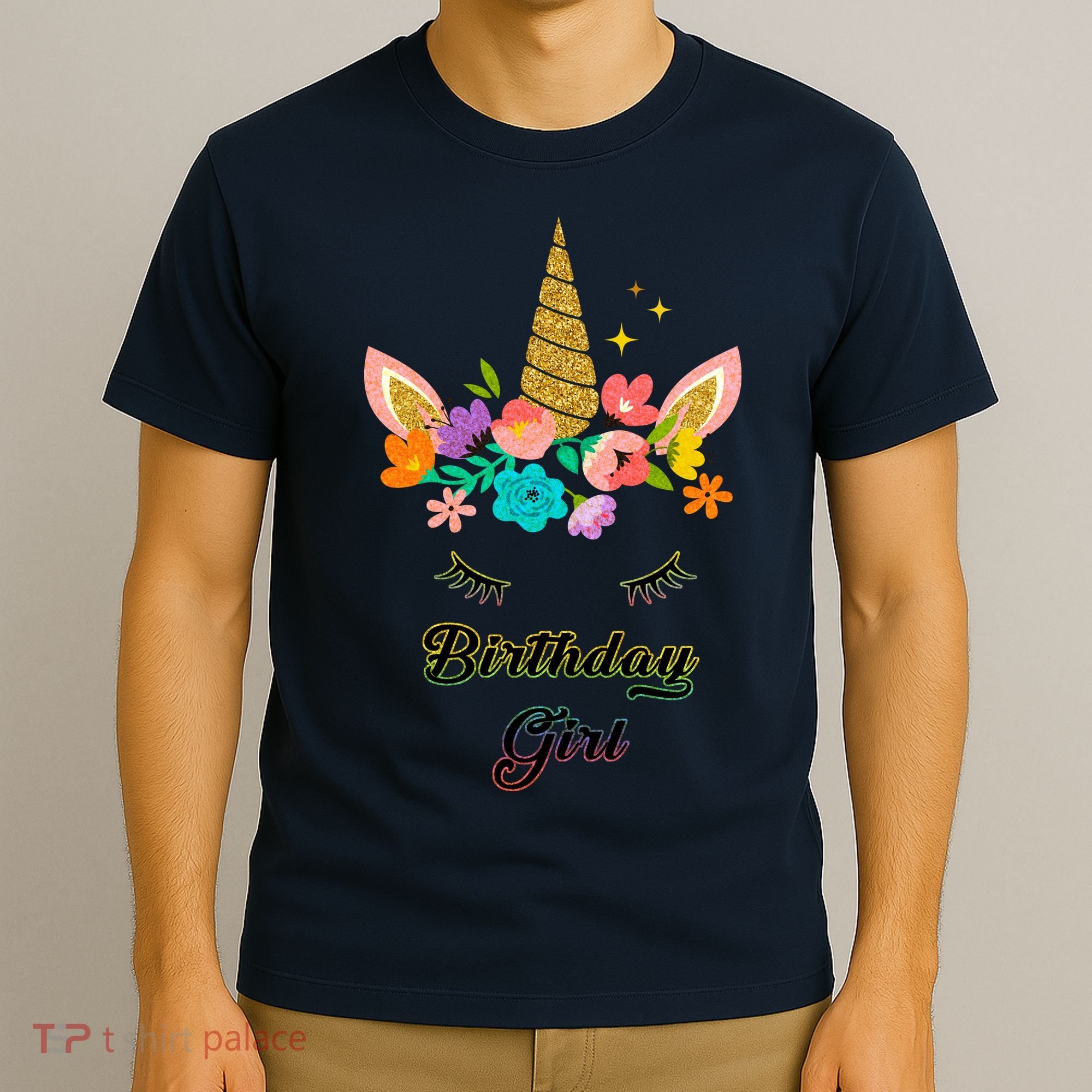 Floral Birthday Girl Unicorn T-Shirt