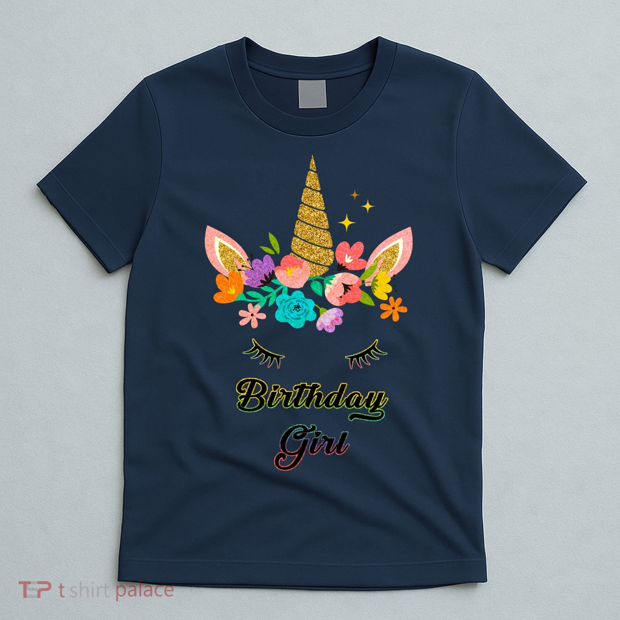 Floral Birthday Girl Unicorn T-Shirt