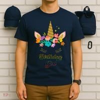 Floral Birthday Girl Unicorn T-Shirt thumb 6