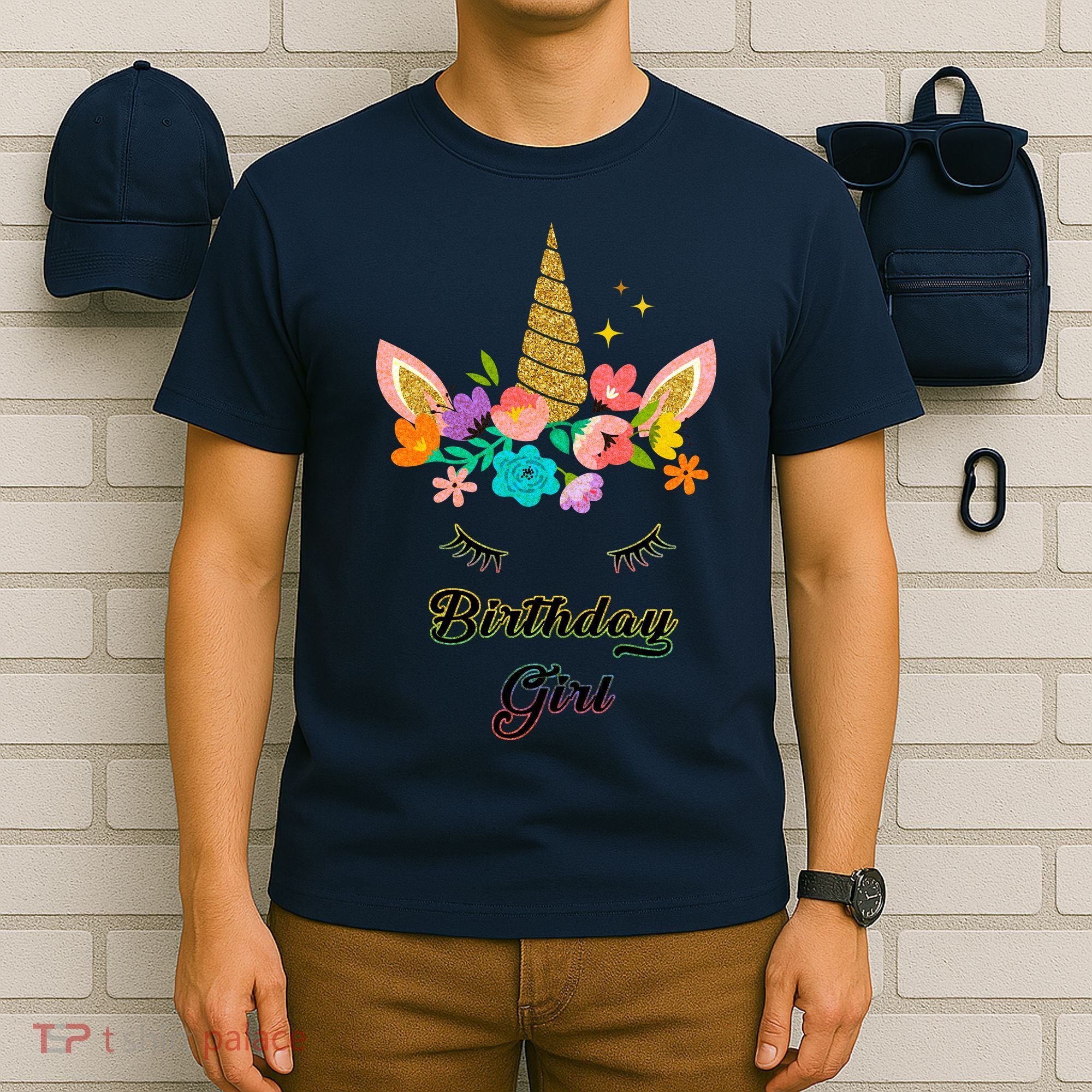 Floral Birthday Girl Unicorn T-Shirt