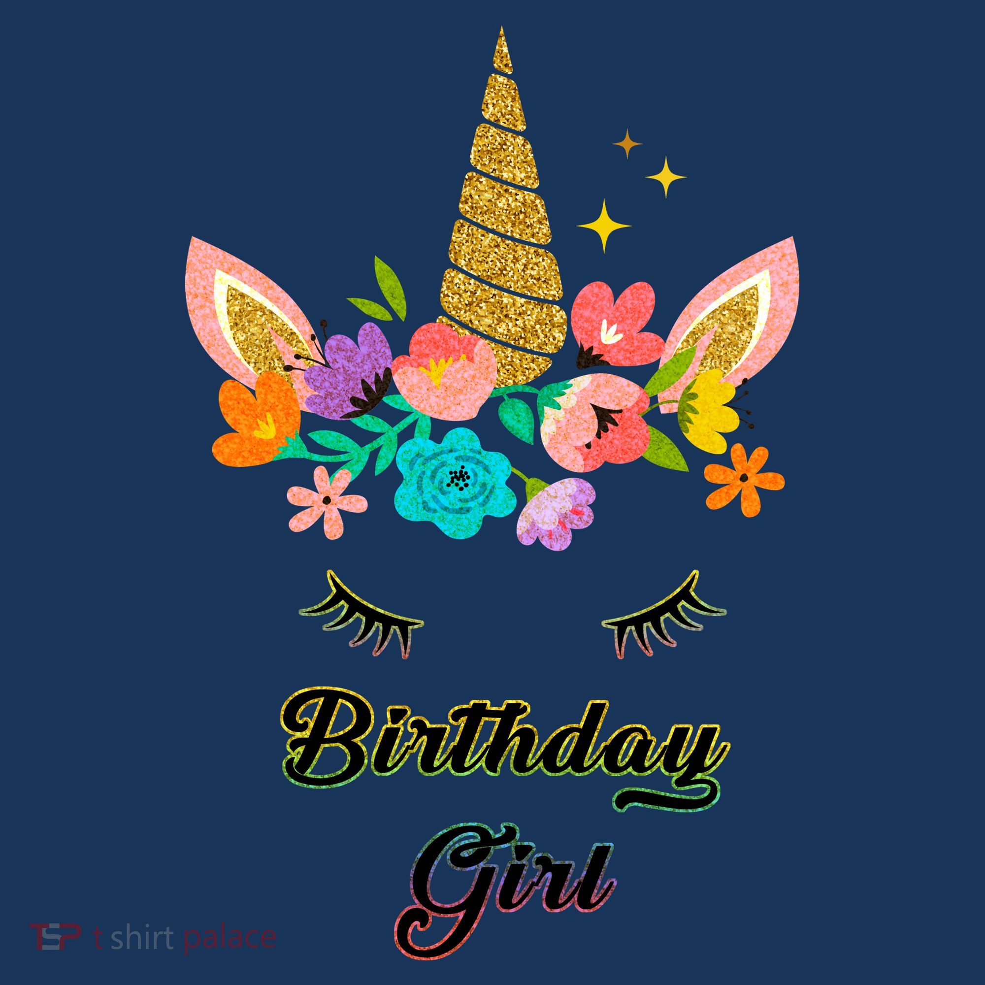 Floral Birthday Girl Unicorn T-Shirt