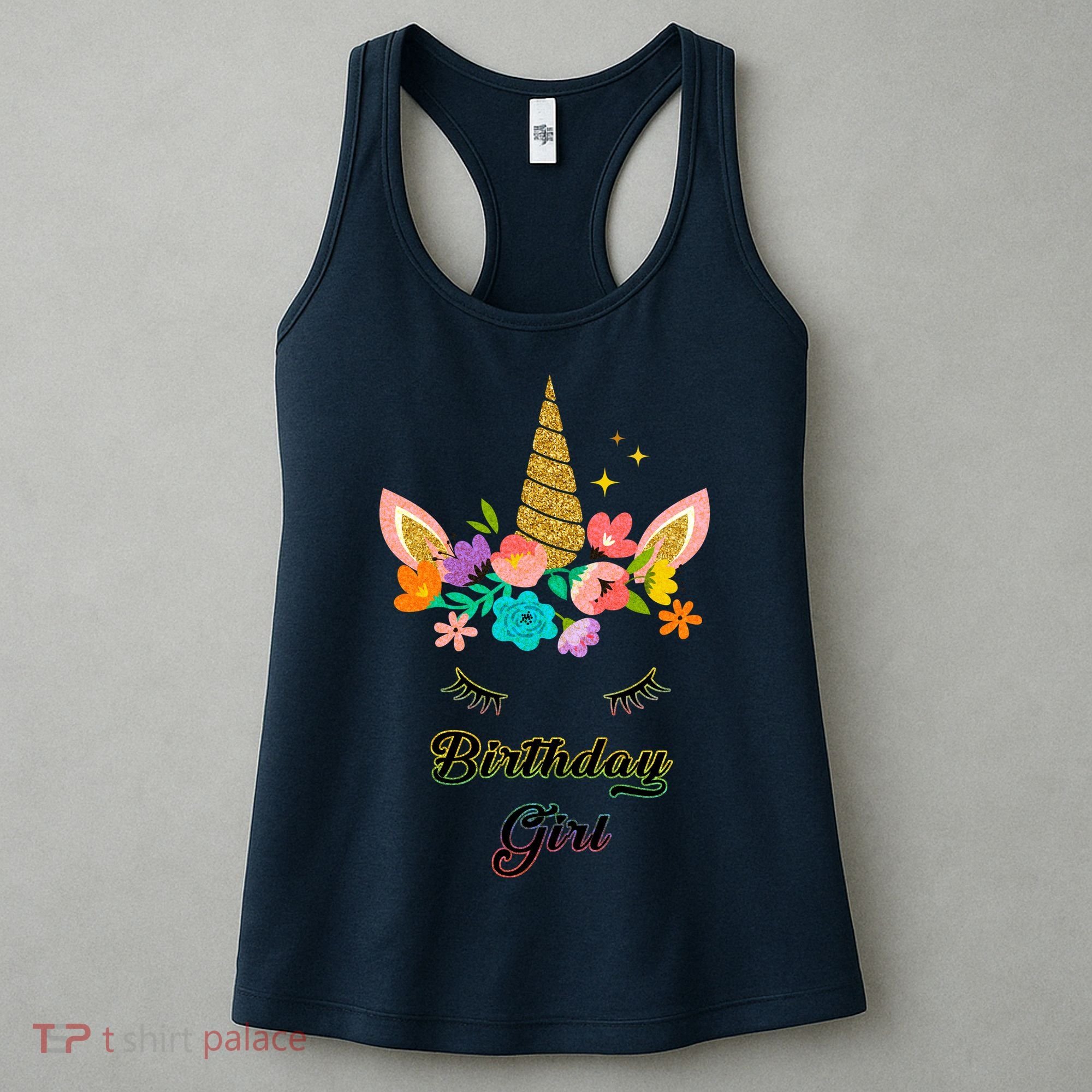 Floral Birthday Girl Unicorn Women's Tank Top