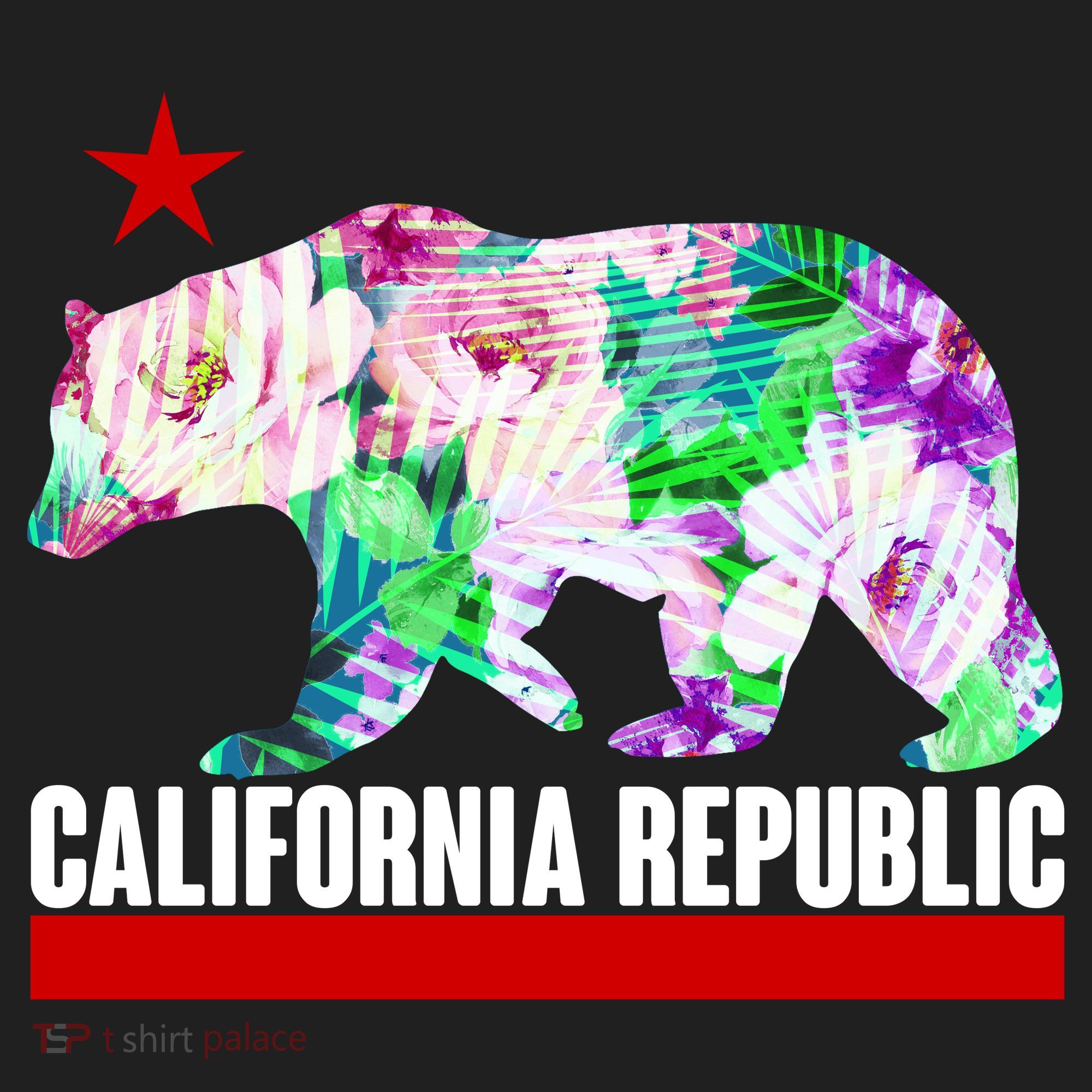 Floral California Republic Bear Tropical Bear Women's Sweatshirt